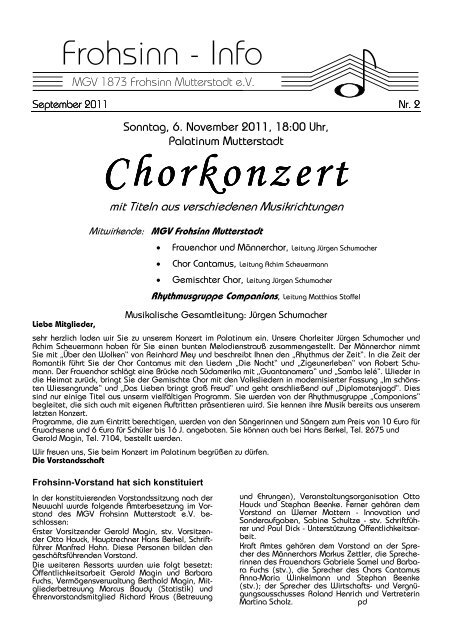 Info 2-2011 (pdf) - MGV 1873 Frohsinn Mutterstadt eV