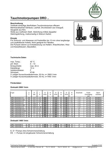 Tauchmotorpumpen DRO .. - Garvens