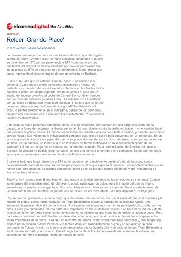 Releer 'Grande Place'. El Correo - Fundación Fernando Buesa