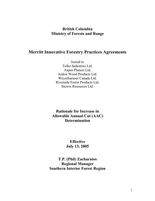 Merritt 2005 - Ministry of Forests, Lands and Natural Resource ...