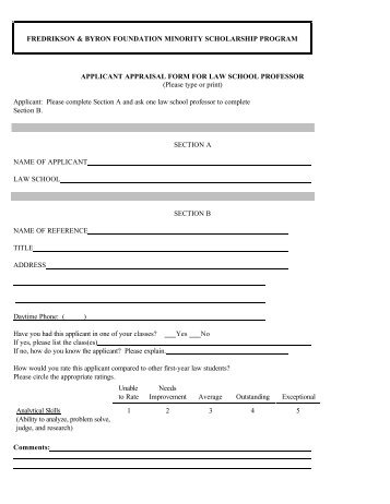 Applicant Appraisal Form for Law School Professor - Fredrikson ...