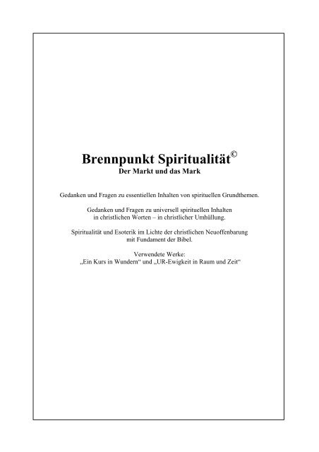 Brennpunkt Spiritualität