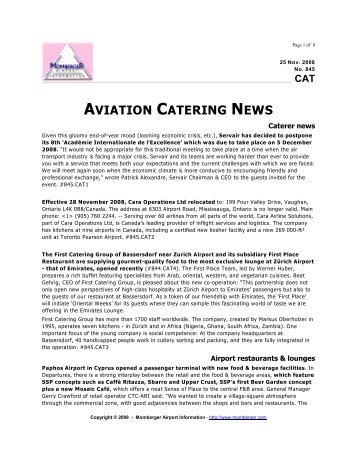 AVIATION CATERING NEWS - First Place