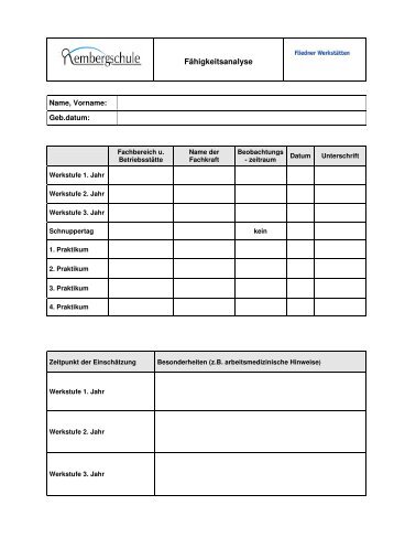 Faehigkeitsanalyse Schule Werkstatt aktuell