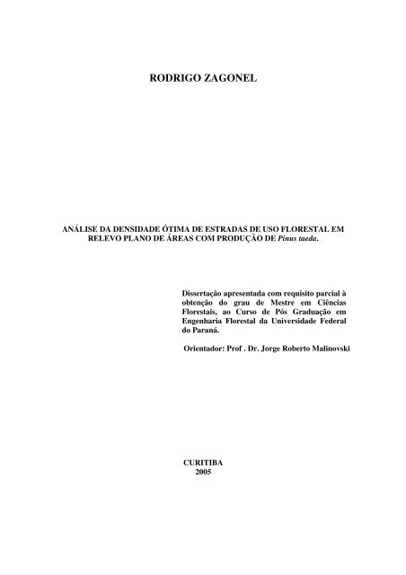 RODRIGO ZAGONEL - departamento de engenharia florestal - ufpr ...