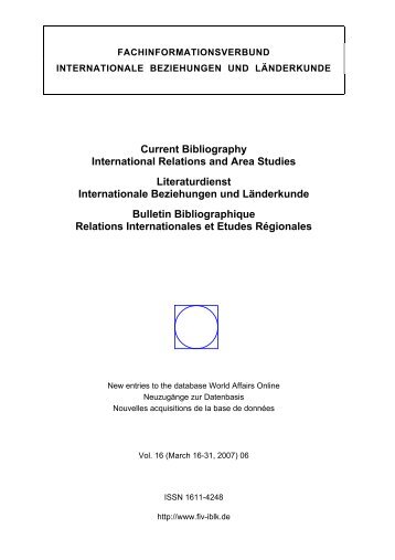 06/2007, 16-30 März - Fachinformationsverbund "Internationale ...