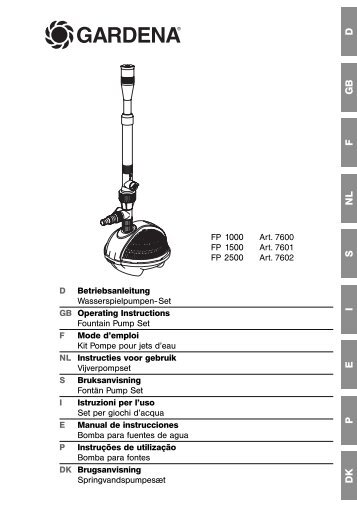 Gebrauchsanweisungen - Gardena-ersatzteile.ch