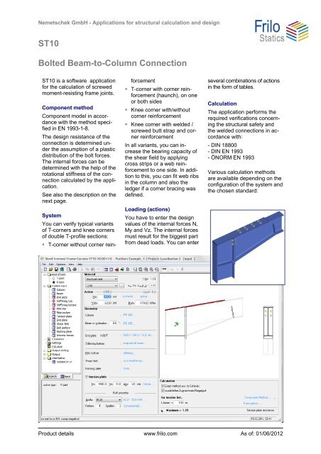 St10 Bolted Beam To Column Connection Frilo