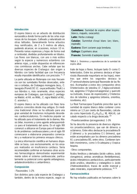 La sumidad florida del espino blanco en terapéutica ... - Fitoterapia.net