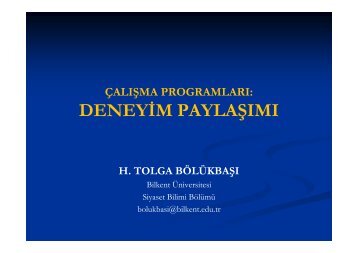 Deneyim Paylaşımı (Yrd. Doç. Dr. Tolga BÖLÜKBAŞI)