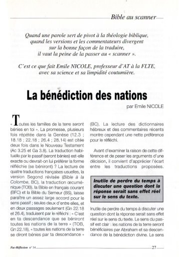 La bénédiction des nations