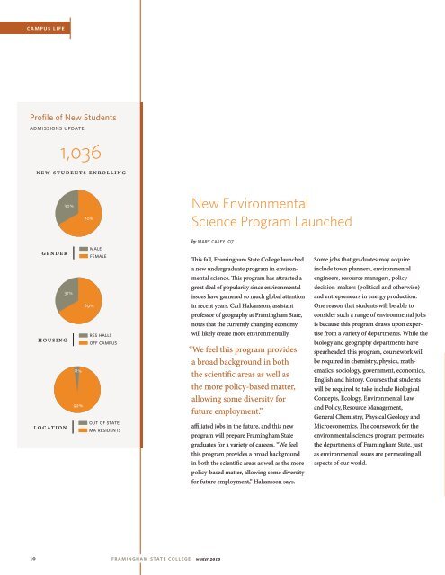 Framingham University Alumni Magazine Winter 2010