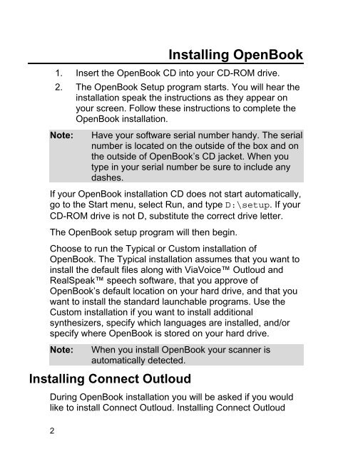 OpenBook 7.02 Quick Start Guide (PDF) - Freedom Scientific