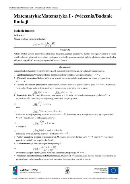 Matematyka:Matematyka I - ćwiczenia/Badanie funkcji