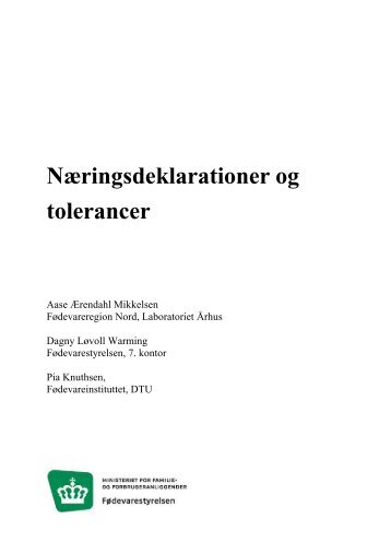 Rapport om næringsdeklarationer og tolerancer - Fødevarestyrelsen