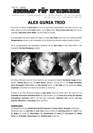 ALEX GUNIA TRIO - agentur für ereignisse