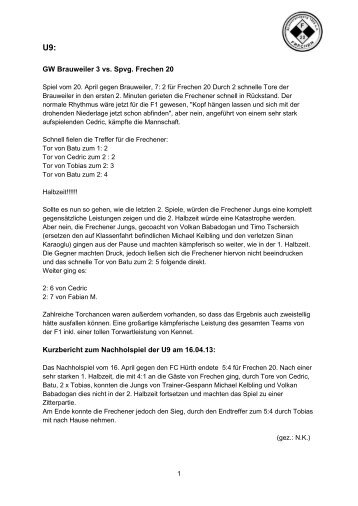 GW Brauweiler 3 vs. Spvg. Frechen 20 Kurzbericht zum ...