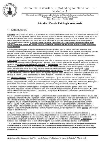 Introducción a la Patología Veterinaria - Facultad de Ciencias ...