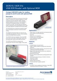 OCR315 and OCR316 USB OCR Readers Datasheet - Access IS