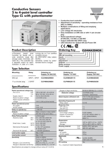 Conductive Sensors 2 to 4-point level controller Type ... - Elmatik AS