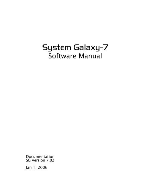 Software Manual - Galaxy Control Systems