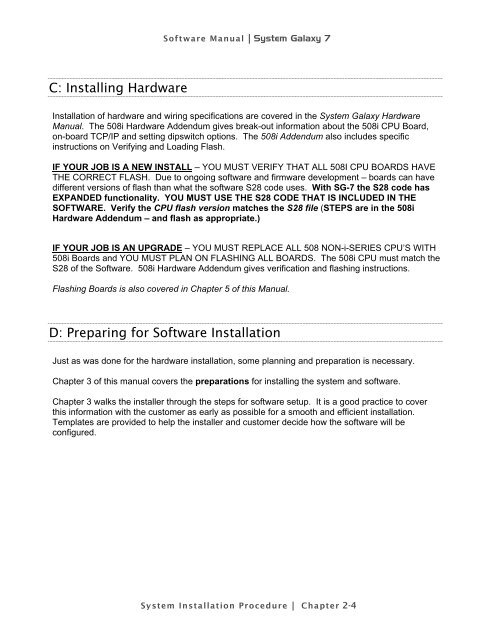 Software Manual - Galaxy Control Systems