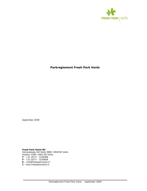 Download hier ons parkreglement. - Fresh Park Venlo