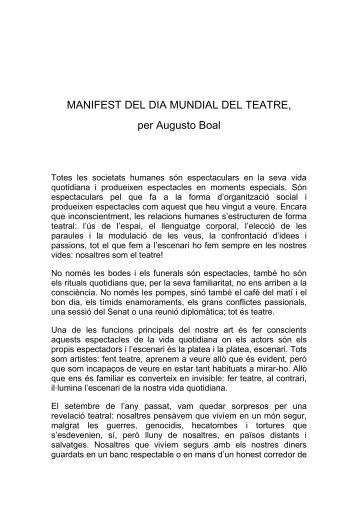 Manifest del Dia Mundial del Teatre 2009