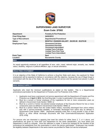 SUPERVISING LAND SURVEYOR Exam Code: 2FS02