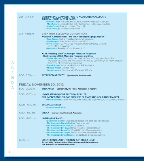 6th Annual Insurance Summit Program - Florida Chamber of ...