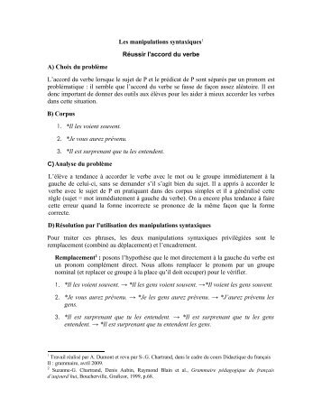 Réussir l'accord du verbe grâce aux manipulations syntaxiques