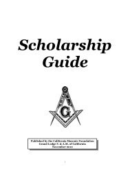 Masonic Scholarship Guide - Grand Masonic Lodge of California