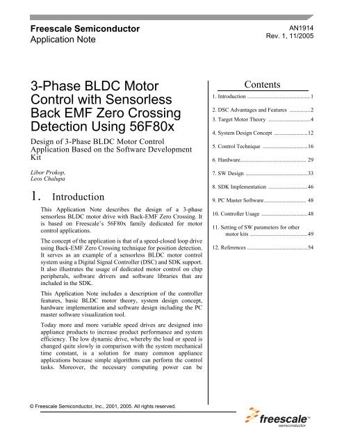 3-Phase BLDC Motor Control with Sensorless Back EMF ... - Freescale
