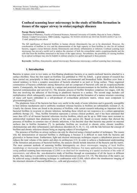 Confocal scanning laser microscopy in the study of biofilm formation ...
