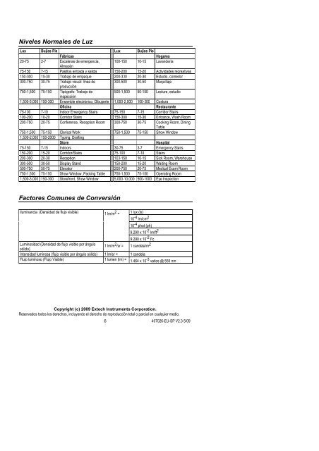 Modelo 407026 Medidor de luz de servicio pesado - Extech ...