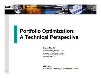 Portfolio Optimization: A Technical Perspective - GAMS