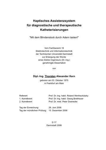 Haptisches Assistenzsystem für diagnostische und therapeutische ...