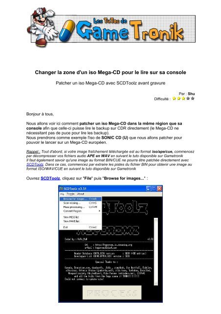 Changer la zone d'un iso Mega-CD pour le lire sur sa ... - GameTronik