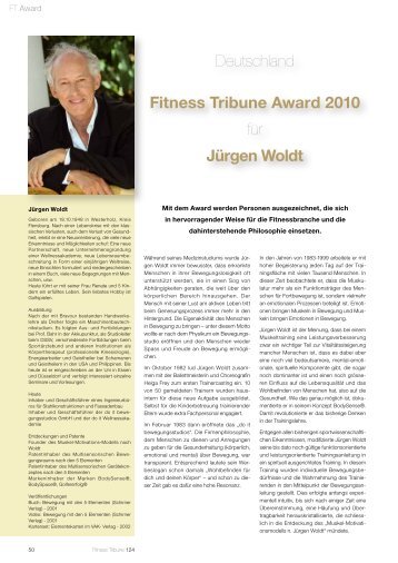 Deutschland Fitness Tribune Award 2010 für Jürgen Woldt