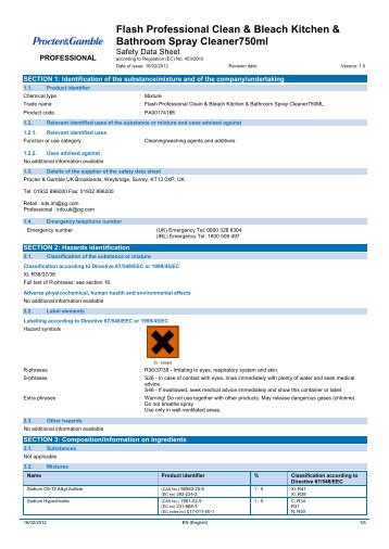 COSHH - Safety data sheet - Futures Supplies & Support Services