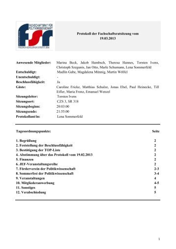 Feriensitzungsprotokoll vom 19.03.2013 - FSR Politikwissenschaft ...