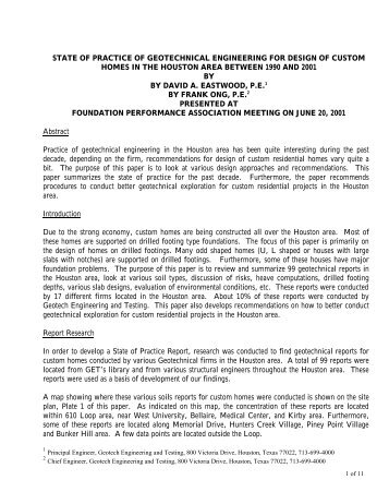 state of practice of geotechnical engineering for design of custom ...