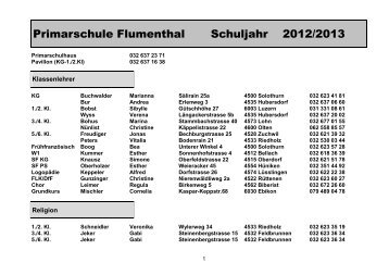 Adressen der Lehrpersonen - Flumenthal