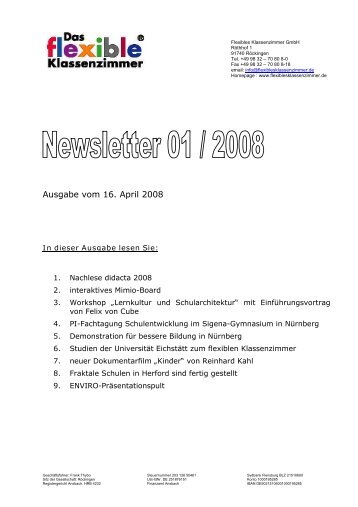 Ausgabe vom 16. April 2008 - Das flexible Klassenzimmer