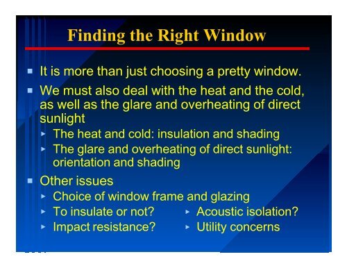 Selecting Windows - Florida Solar Energy Center