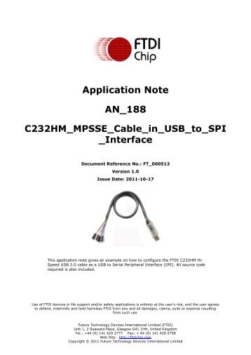 C232HM MPSSE Cable in USB to SPI Interface - FTDI