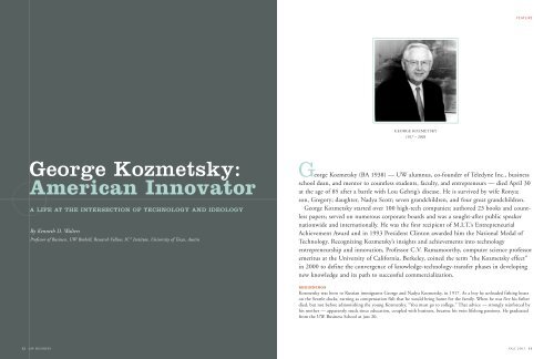 George Kozmetsky: American Innovator - University of Washington ...