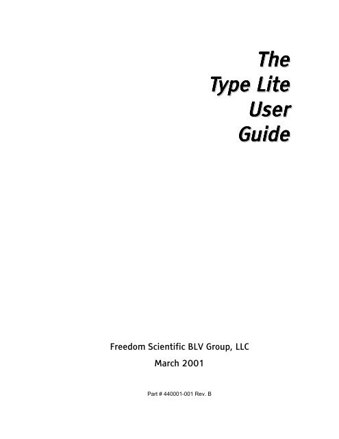 The Type Lite User Guide - Freedom Scientific