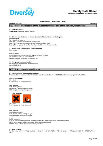 Safety Data Sheet - Material Safety Data Sheets - Diversey