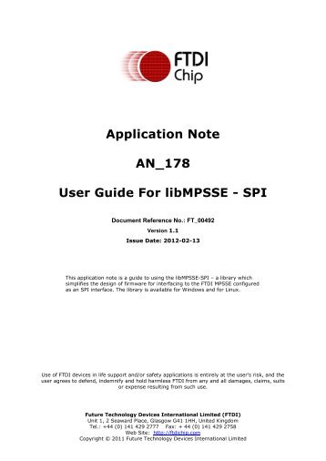 User Guide For libMPSSE - SPI - FTDI